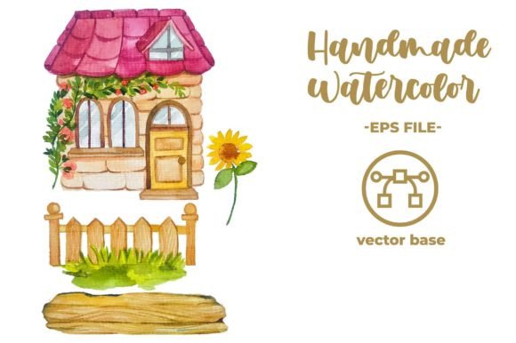 Download Watercolor House Flower Elements - Premium Resources