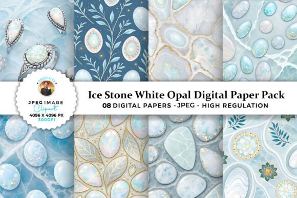 Download Ice Stone White Opal Digital Paper Pack - Opal Collection